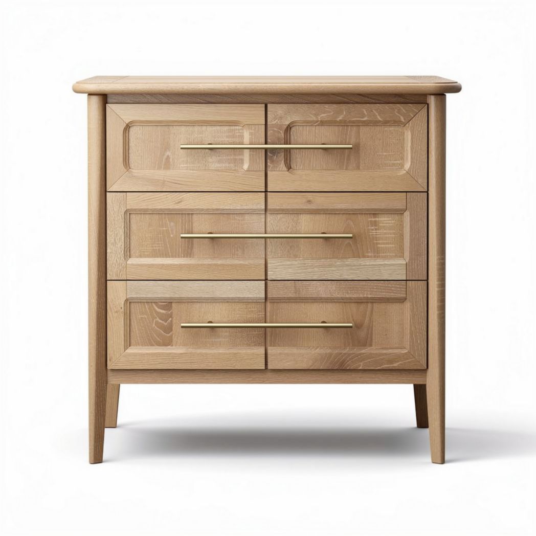 Natural oak wood dresser with four drawers and minimalist design 90 x 50 x 80cm