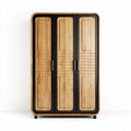 Three-door wardrobe with wooden and black finish 160 x 100 x 50cm