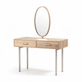 Wooden vanity table with mirror and two drawers in natural finish 120 x 50 x 75cm
