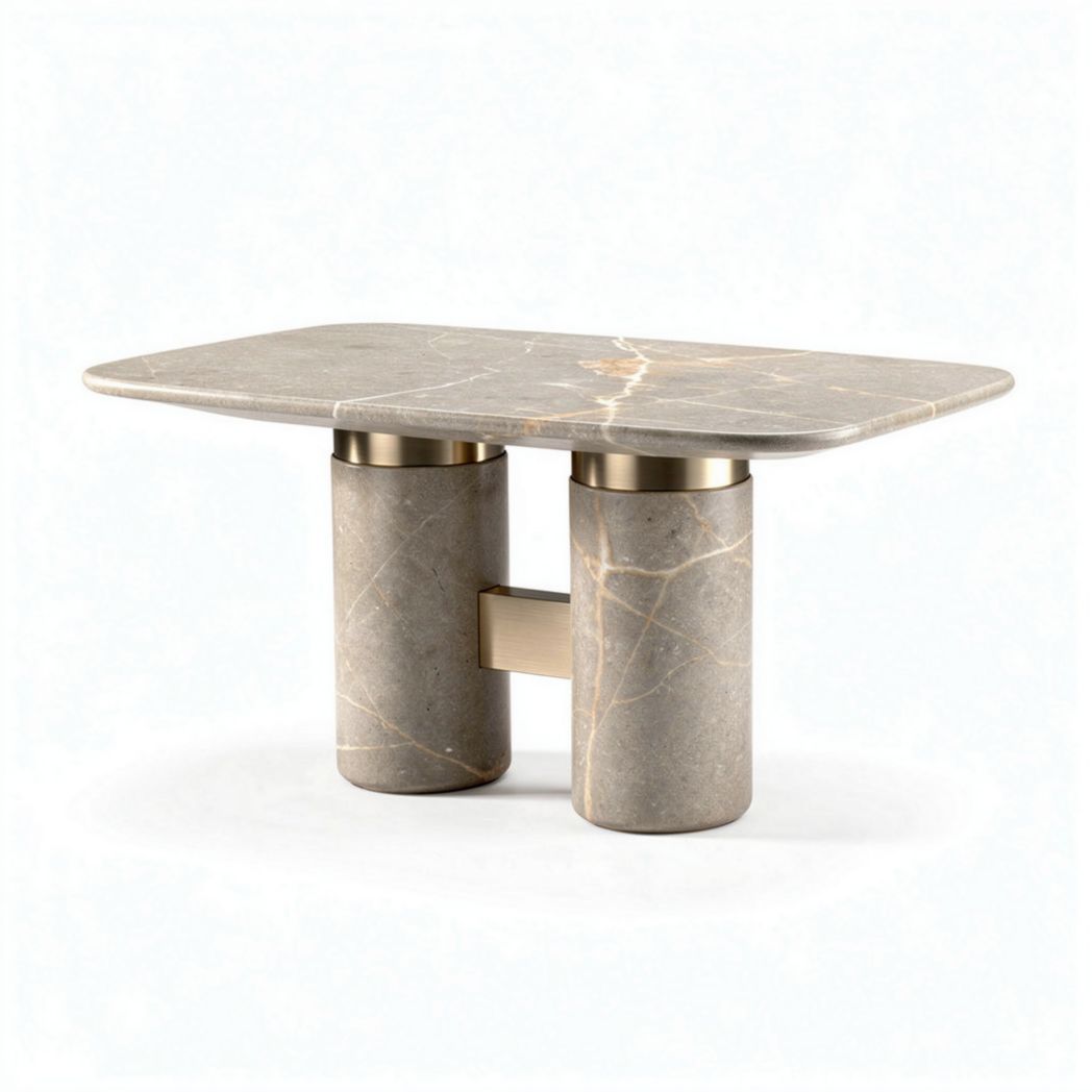 Marble coffee table with gold accents and rectangular top 120 x 80 x 45cm