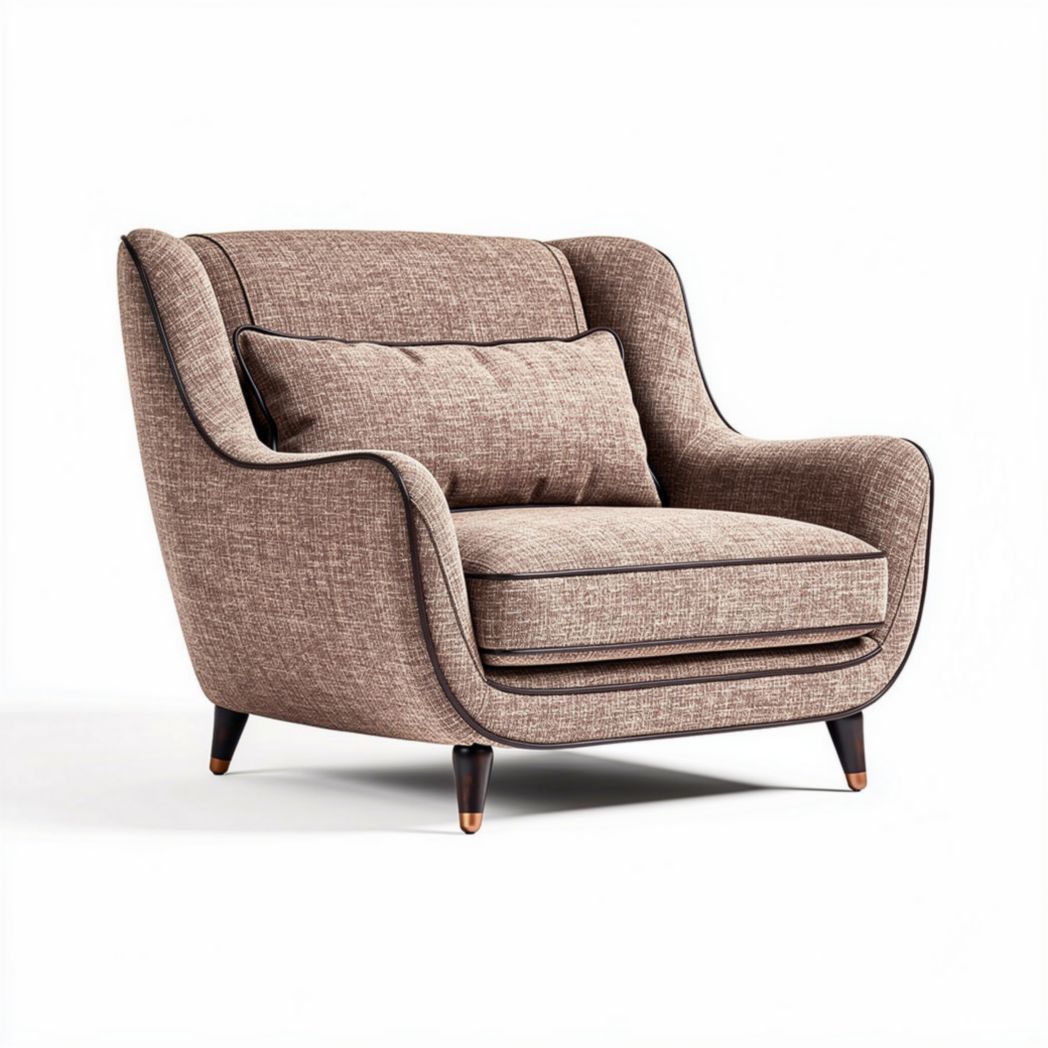 Fabric armchair with removable cushion in light brown color 90 x 90 x 80cm