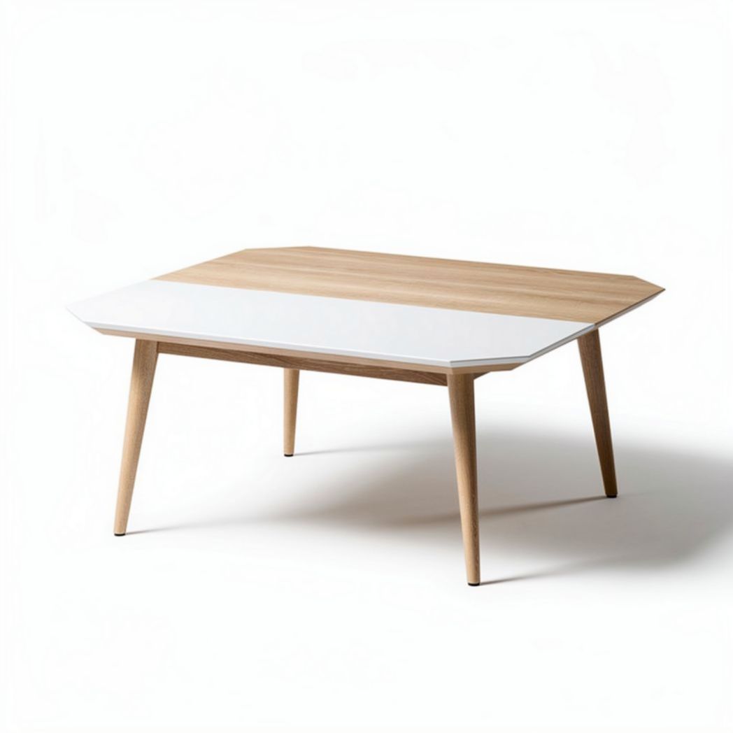 Octagonal coffee table with a wood and white finish 120 x 80 x 75cm