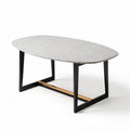 Oval coffee table with terrazzo top and black metal base 120 x 60 x 75cm