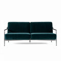 Velvet two-seater sofa with ribbed design in teal color 150 x 75 x 80cm