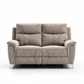 Reclining loveseat sofa in light brown fabric with metal legs 160 x 90 x 100cm